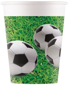 FOOTBALL PARTY PAPER CUPS 200ML 8CT-PRO-93464