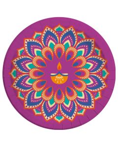 DIWALI  MANDALA PAPER PLATES LARGE 23CM 8CT-PRO-96786