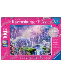 RAVENSBURGER 100PC GLITTER PUZZLE UNICORN KINGDOM-RVG-12907