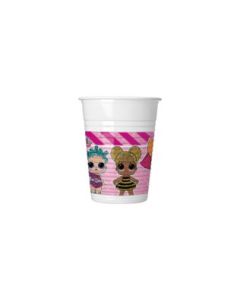 LOL GLITTERRATI PLASTIC CUPS 200 ML 8CT-PRO-90857