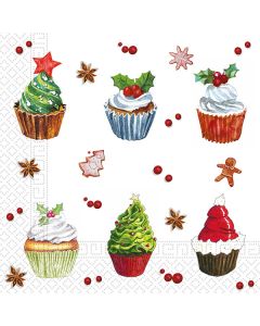 NAPKINS 3 PLY 33X33 CHRISTMAS CUPCAKES 20CT-PRO-90436