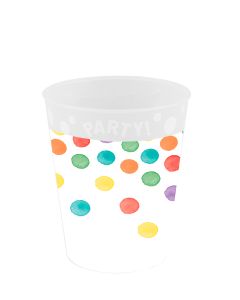 REUSABLE MULTIWATER COLOR DOTS PARTY CUP 250ML-PRO-96256