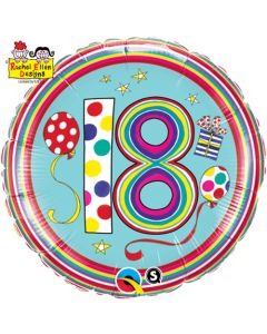 18 INCH FOIL AGE 18 POLKA DOT&STR RND 1CTP-QUA-50308