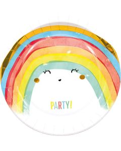 RAINBOW PARTY PAPER PLATES LARGE 23CM 8CT - PET-PRO-90590