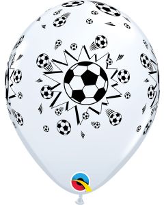 11 INCH LATEX RND WHT PRT SOCCER BALL 50CTP-QUA-11755