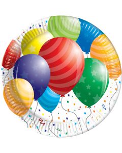 BALLOONS CELEBRATION PPR PLATES LRG METALLIC 8CT-PRO-86875