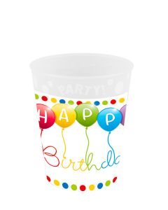 REUSABLE HAPPY BIRTHDAY STREAMERS PARTY CUP 250ML-PRO-96257