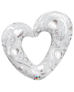 42 INCH FOIL SHAPE HEARTS&FILIGREE PEARL WHT 1CTP-QUA-16304