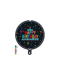 18 INCH AIR-HELIUM FOIL  BDAY BLACK CNFETI 1CTP-PRO-92425