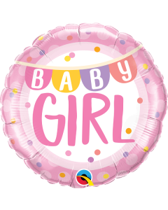 18 INCH FOIL RND BABY GIRL BANNER & DOTS 1CTP-QUA-85851