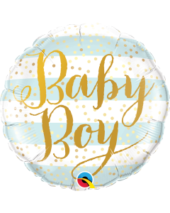 18 INCH FOIL RND BABY BOY BLUE STRIPES 1 CTP-QUA-88001