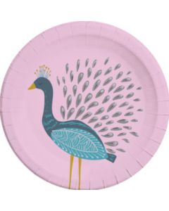 PEACOCK PAPER PLATES LARGE 23CM 8CT-PRO-90584