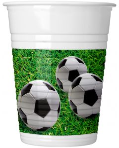 FOOTBALL PARTY PLASTIC CUPS 200ML 8CT-PRO-93550