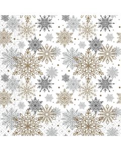 NAPKINS 3 PLY 33X33 SILVER & GOLD SNOWFLAKES 20CT-PRO-93922