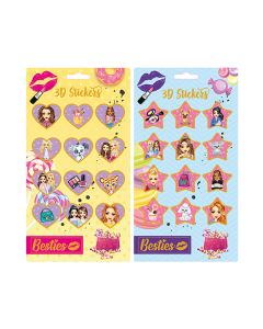 BESTIES 3D STICKERS WITH GLITTERS 2 ASST-CCG-140013