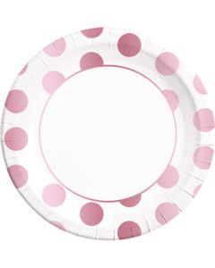 CLASSIC ROSE GOLD DOTS PAPER PLATES LARGE 23CM 8CT-PRO-89541