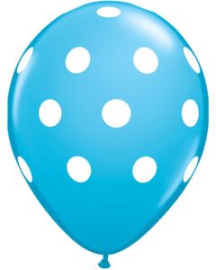 11 INCH LATEX RND ROBIN EGG PRT POLKA DOT 50CTP-QUA-37224