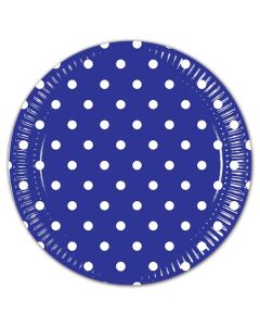 BLUE ROYAL DOTS PAPER PLATE LARGE 23CM 8CT-PRO-85649