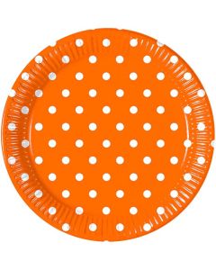 ORANGE DOTS PAPER PLATES LARGE 23CM 8CT-PRO-83210