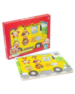 COCOMELON WOODEN PEG BOARD BUS PUZZLE-RMS-96-0010