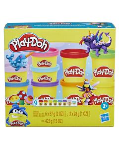 PLAY DOH-COLORFUL COMPOUND 9 PACK AST-HAS-F7369