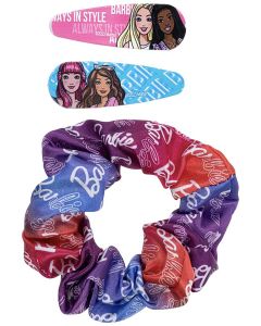 BARBIE 1 PK SCRUNCHIE WITH 2 HAIR CLIPS-TWN-BB0236GA