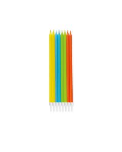 BRIGHT BDAY COLOR CANDLES WITH HOLDERS IN PPR BOX-PRO-96501