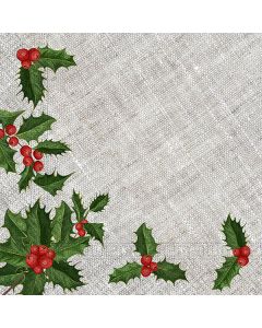 NAPKINS 3 PLY 33X33 MISTLETOE IN FABRIC 20CT-PRO-94208