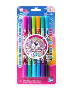 SCENTICORNS 6 SCENTED DOUBL END STIP MARKERS ASST-KAN-7145