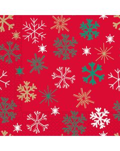 NAPKINS 3 PLY 33X33 COLRFUL XMAS SNOWFLAKES 20CT-PRO-92870